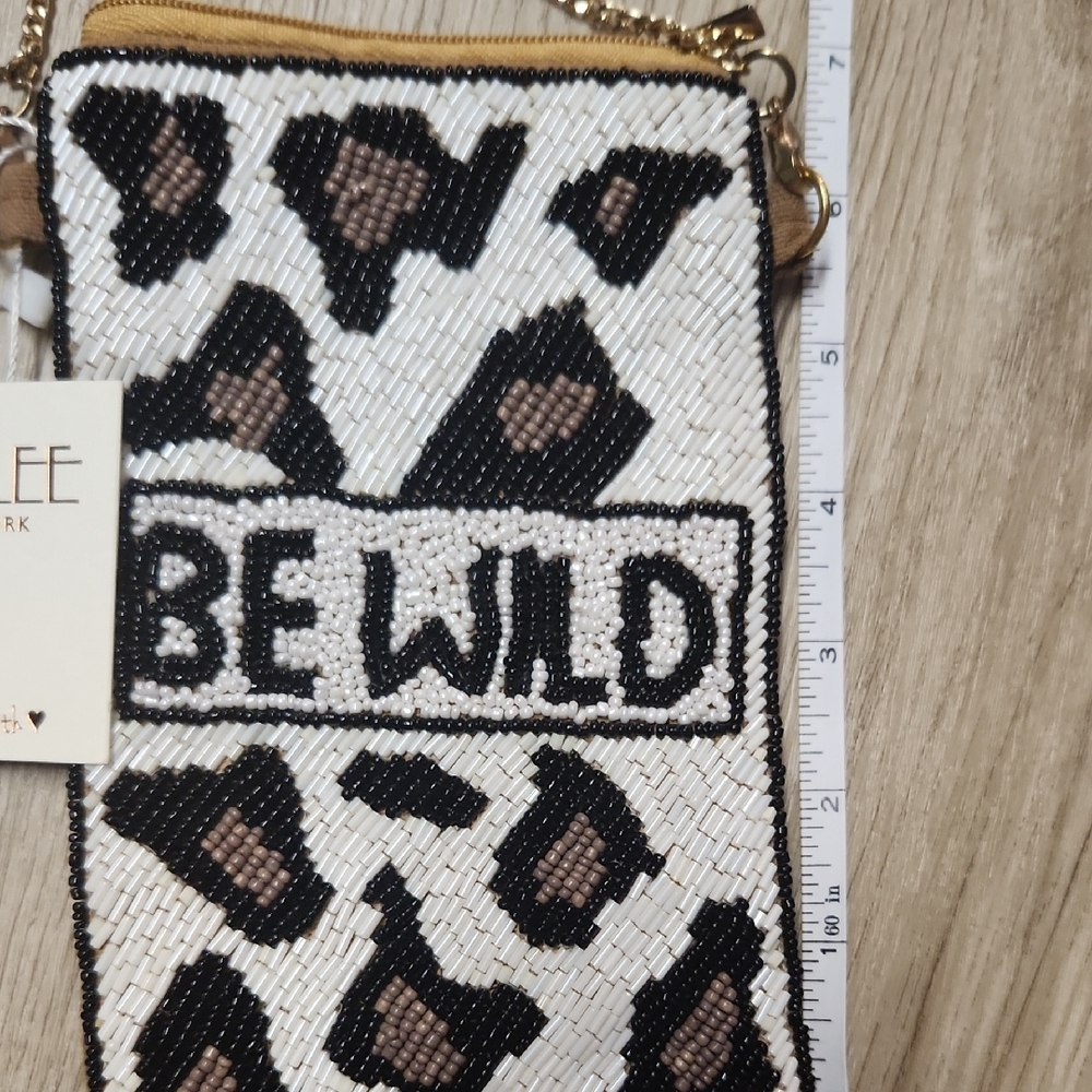 Kaytee Be Wild Beaded Clutch - White, Black, and Brown - Picture 2 of 7